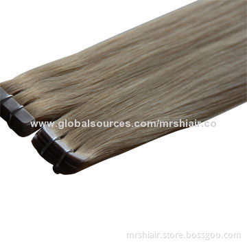 24-inch pale color Malaysian straight tape in hair